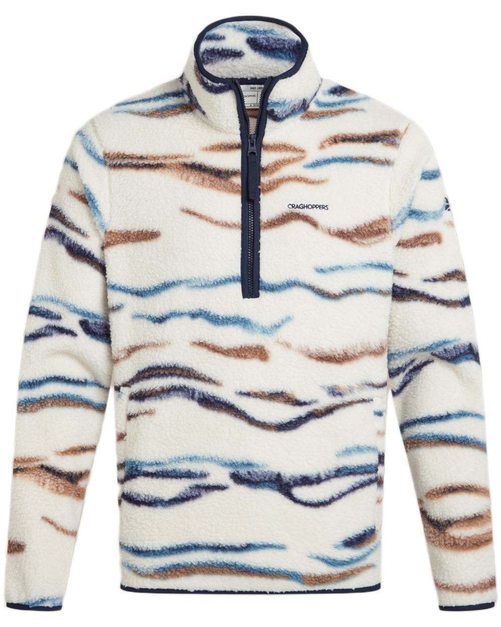 Ecru Winterstorm coloured Craghoppers Mens National Trust Rawthey Half Zip Fleece on white background