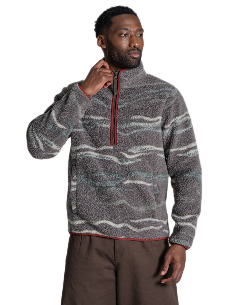 Lagano Green coloured Craghoppers Mens National Trust Rawthey Half Zip Fleece on white background