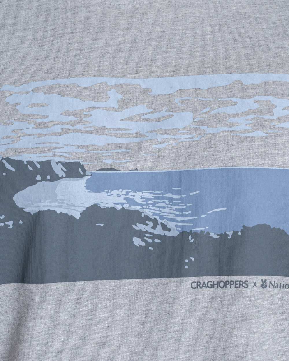 Soft Grey Marl coloured Craghoppers Mens National Trust Sabden Short Sleeved T-Shirt on white background