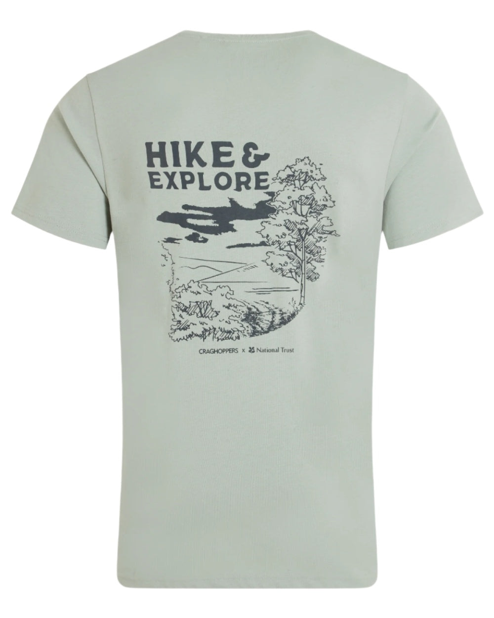 Soft Sage coloured Craghoppers Mens National Trust Sabden Short Sleeved T-Shirt on white background