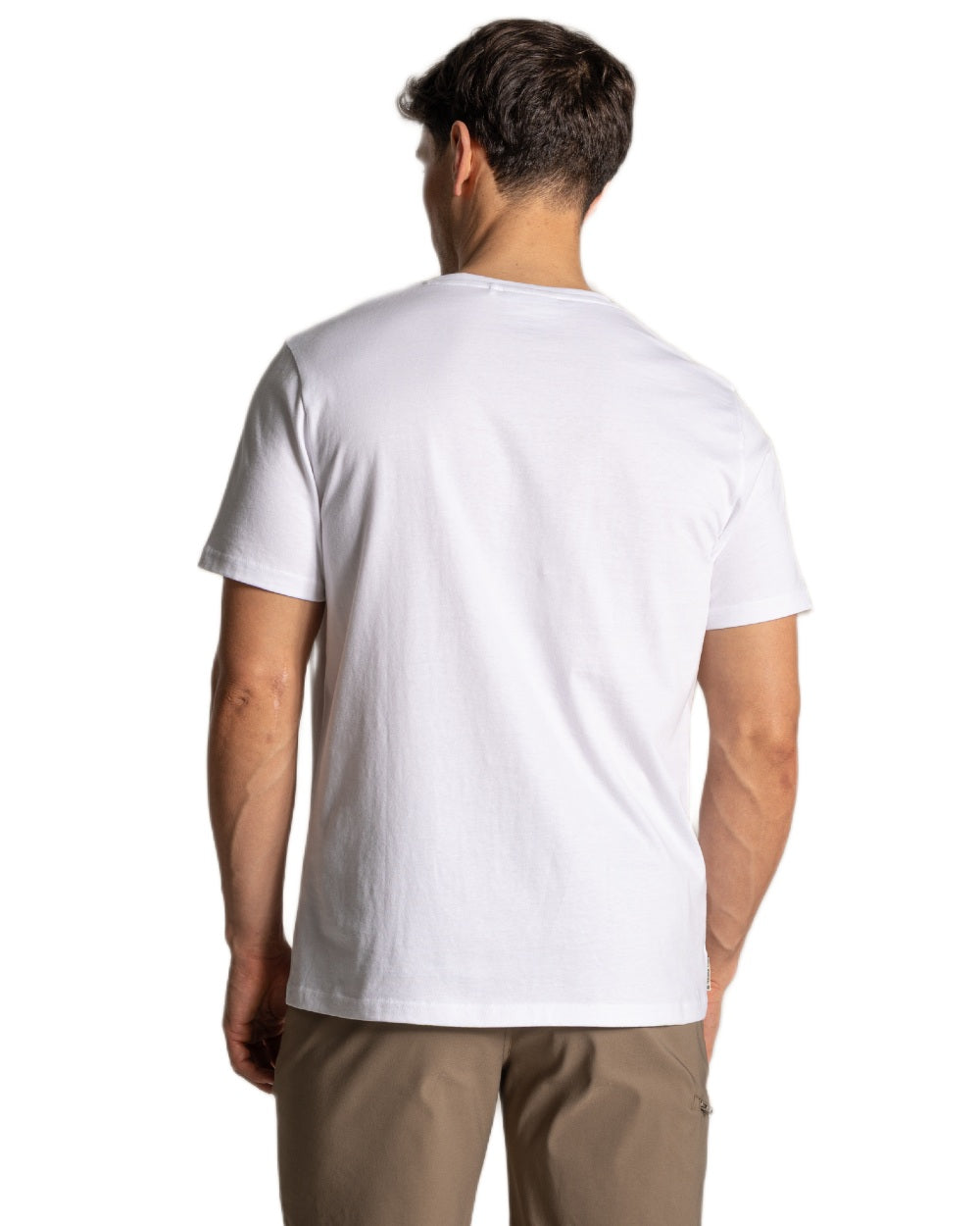 White coloured Craghoppers Mens National Trust Sabden Short Sleeved T-Shirt on white background