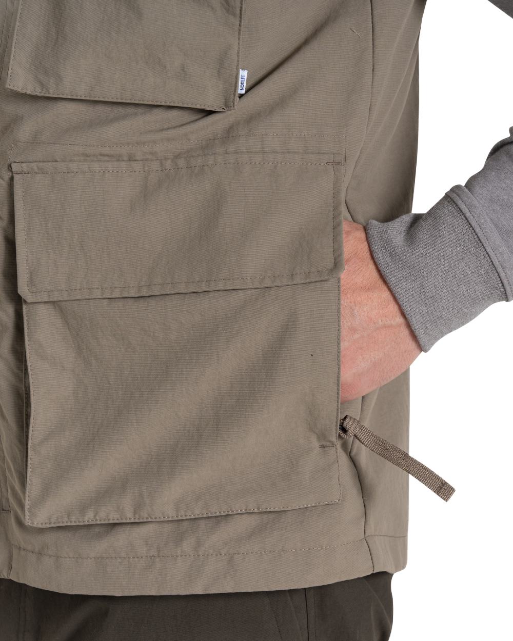 Pebble coloured Craghoppers Mens NosiLife Adventure Gilet IV on white background