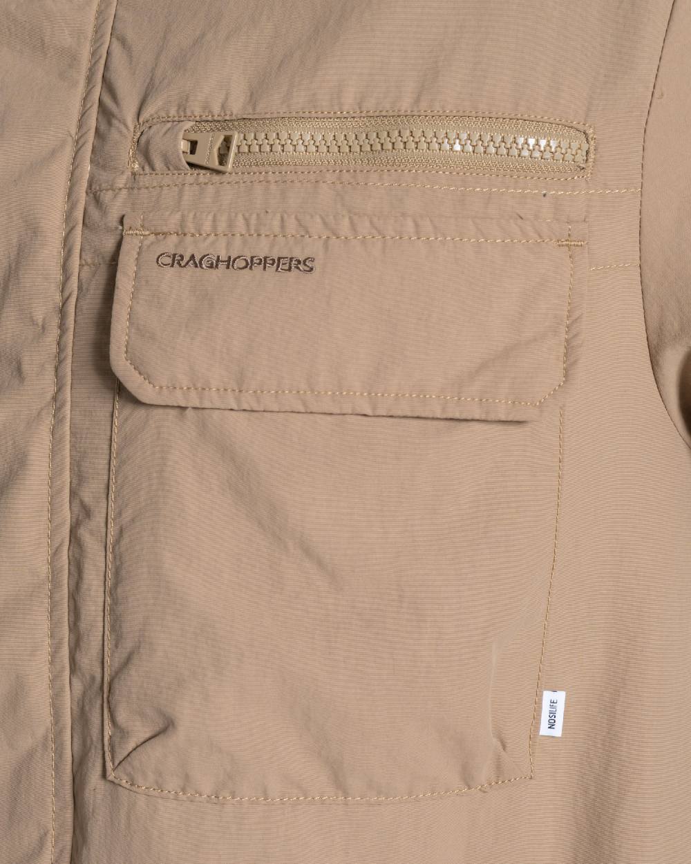 Earthenware coloured Craghoppers Mens NosiLife Adventure Jacket V on white background