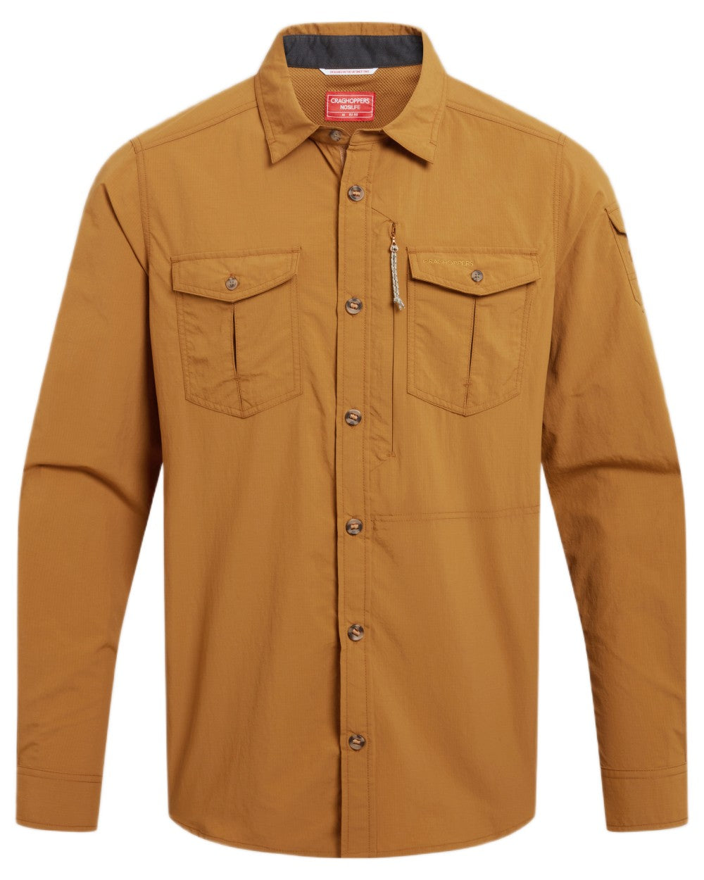 Deep Henna Craghoppers Mens NosiLife Adventure Long Sleeved Shirt III on white background