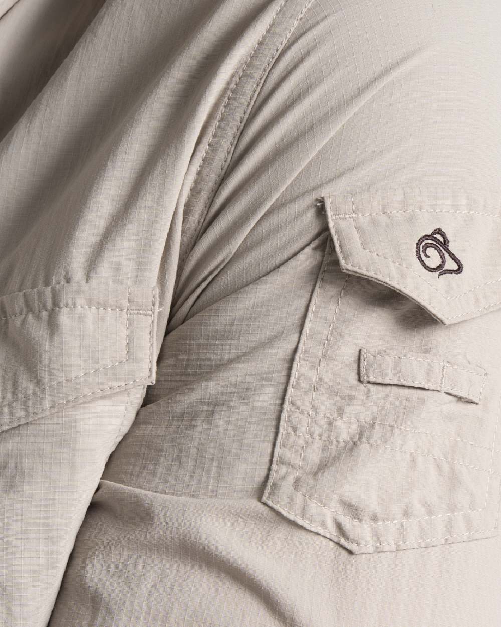 Parchment Craghoppers Mens NosiLife Adventure Long Sleeved Shirt III on white background