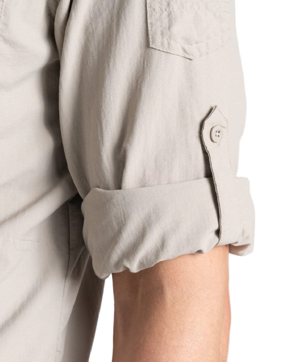 Parchment Craghoppers Mens NosiLife Adventure Long Sleeved Shirt III on white background