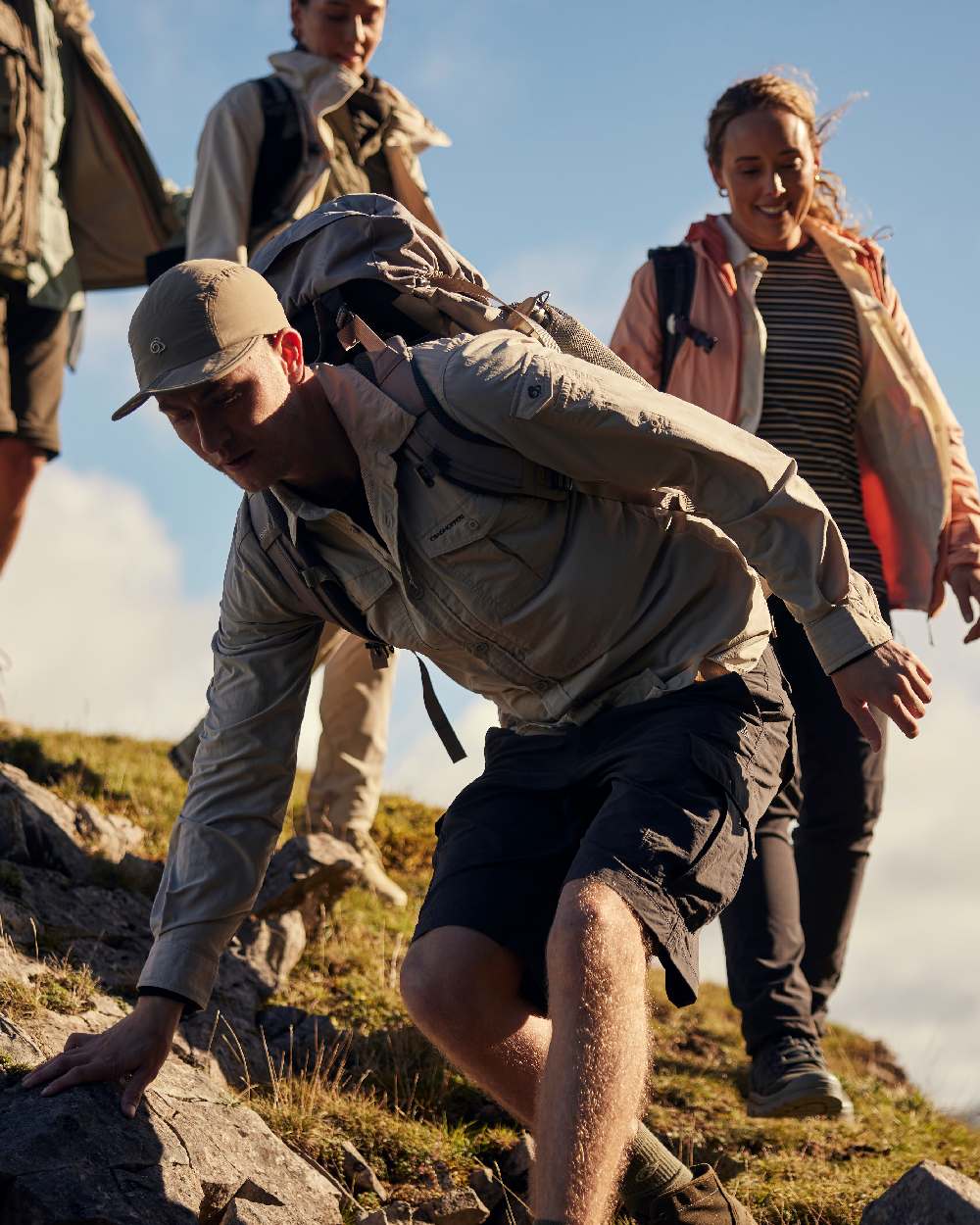 Black Pepper coloured Craghoppers Mens NosiLife Cargo Short III on sky background