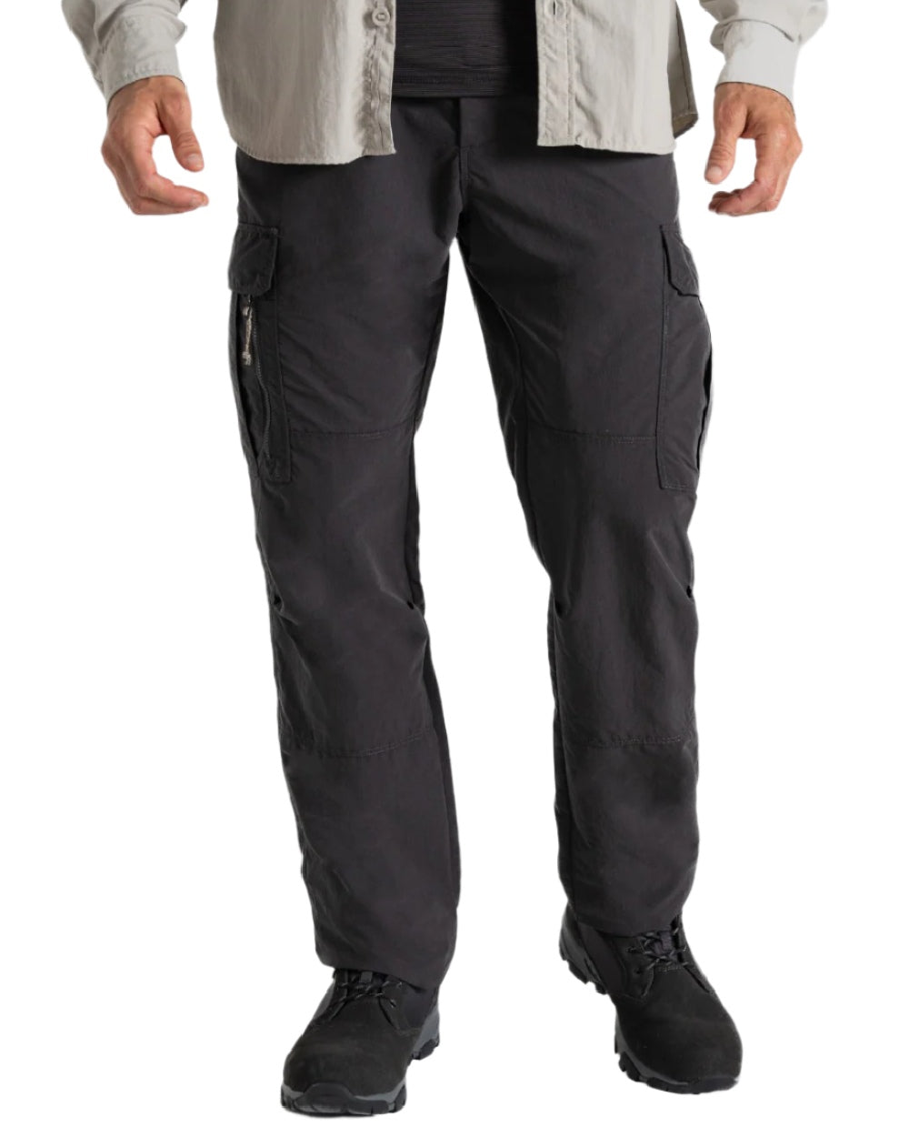 Black Pepper coloured Craghoppers Mens NosiLife Cargo Trouser III on white background