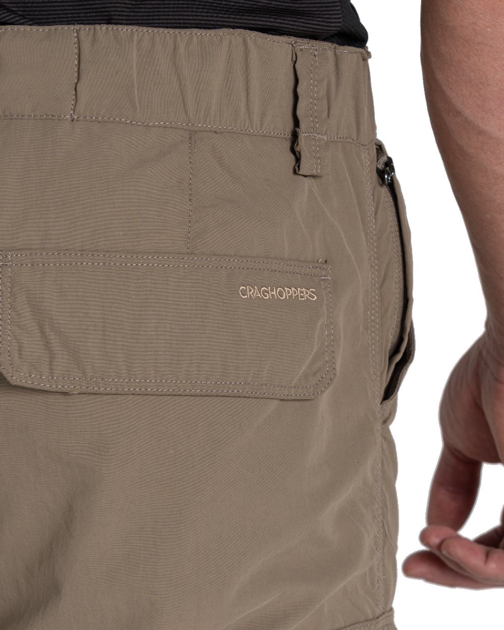 Pebble coloured Craghoppers Mens NosiLife Cargo Trouser III on white background