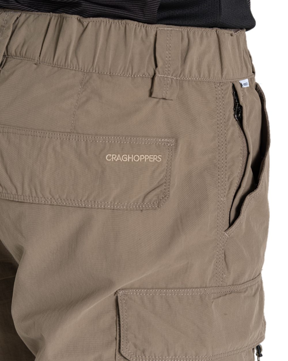 Pebble coloured Craghoppers Mens NosiLife Convertible Cargo Trouser III on white background