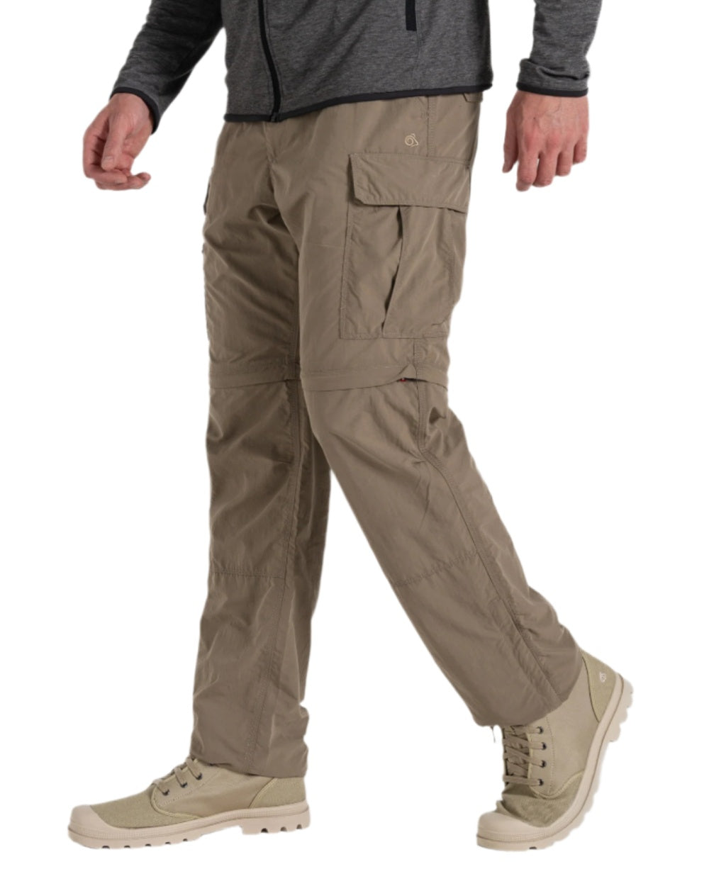Pebble coloured Craghoppers Mens NosiLife Convertible Cargo Trouser III on white background