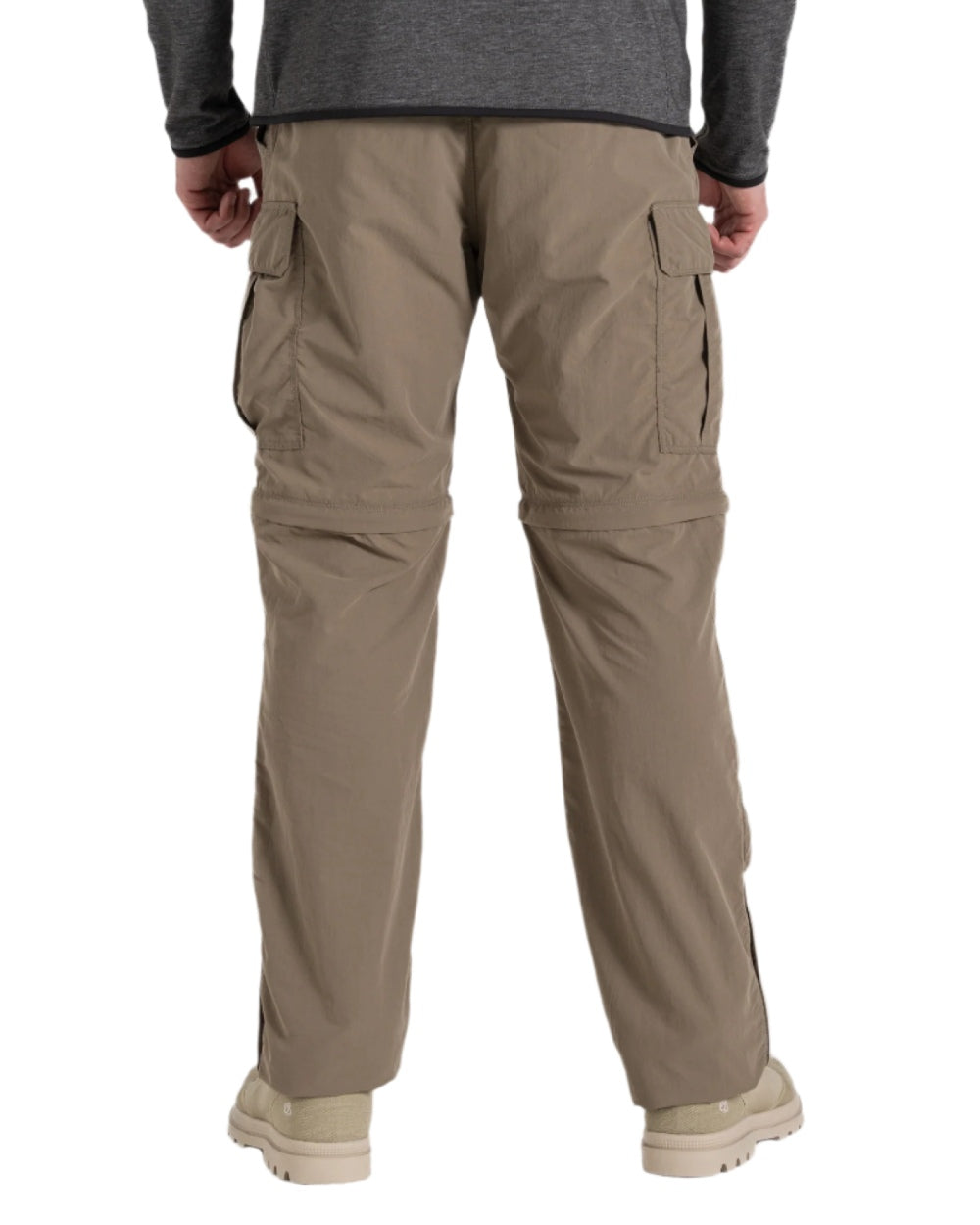 Pebble coloured Craghoppers Mens NosiLife Convertible Cargo Trouser III on white background