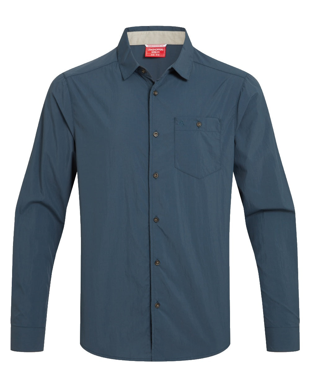 Blue Stone coloured Craghoppers Mens NosiLife Nuoro Long Sleeved Shirt II on white background