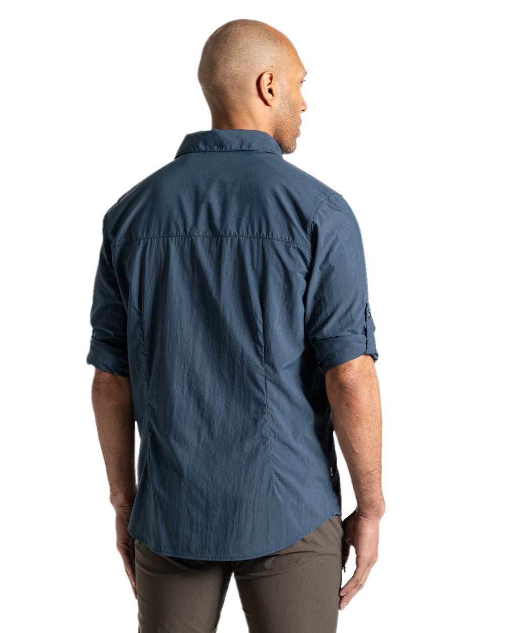 Blue Stone coloured Craghoppers Mens NosiLife Nuoro Long Sleeved Shirt II on white background