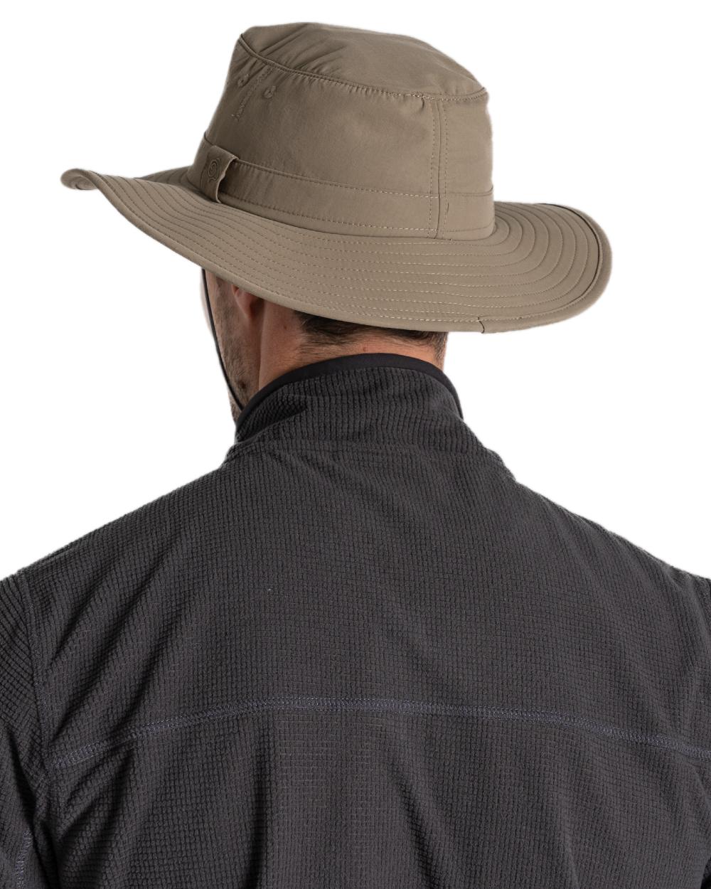 Pebble coloured Craghoppers Mens NosiLife Outback Hat II on white background