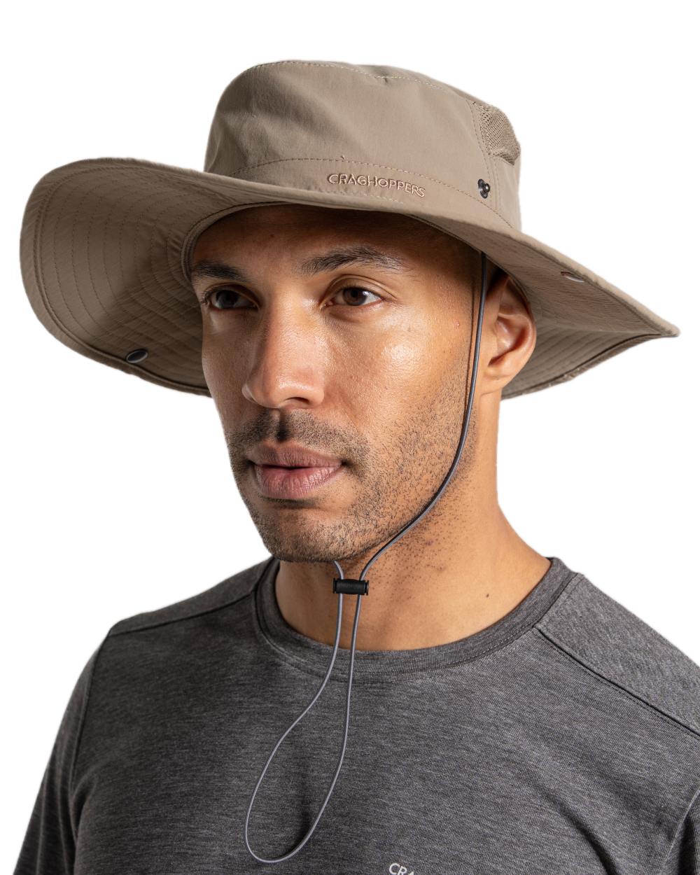 Pebble coloured Craghoppers Mens NosiLife Ranger Hat on white background