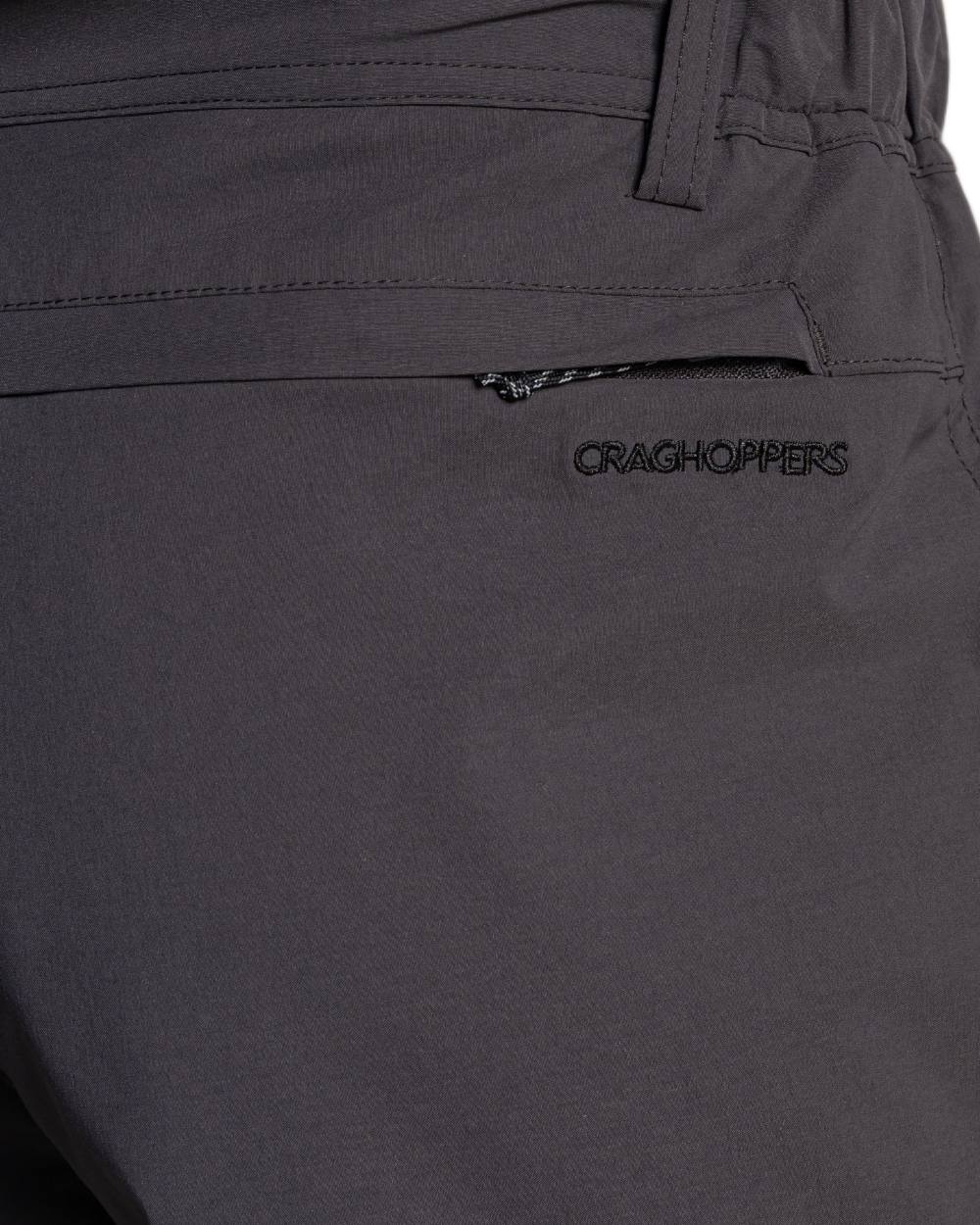Dark Iron coloured Craghoppers Mens NosiLife Rif Stretch Cargo Trousers on white background