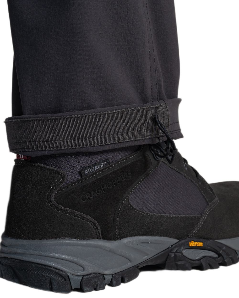 Dark Iron coloured Craghoppers Mens NosiLife Rif Stretch Cargo Trousers on white background