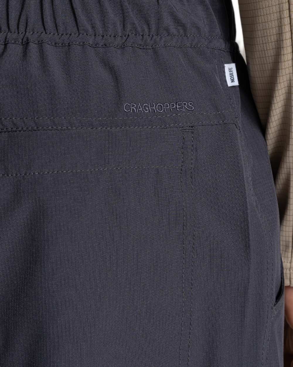 Dark Iron coloured Craghoppers Mens NosiLife Socco Trousers on white background