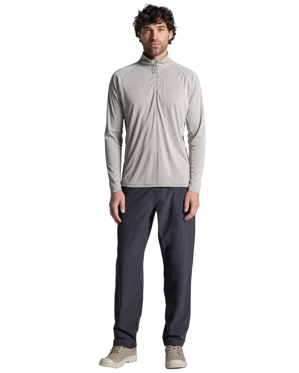 Dark Iron coloured Craghoppers Mens NosiLife Socco Trousers on white background