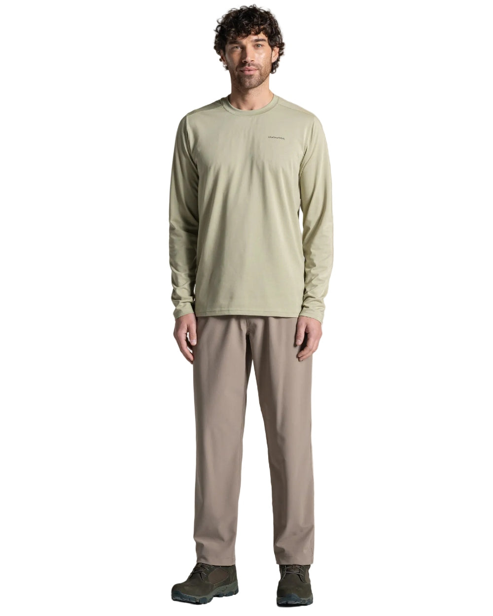 Pebble coloured Craghoppers Mens NosiLife Socco Trousers on white background