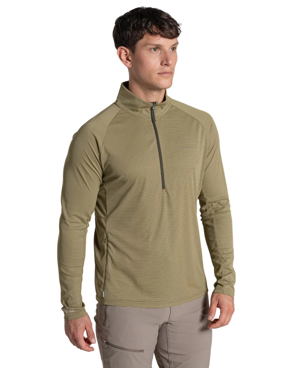 Cardamon coloured Craghoppers Mens NosiLife SolarShield+ Half Zip Top on white background
