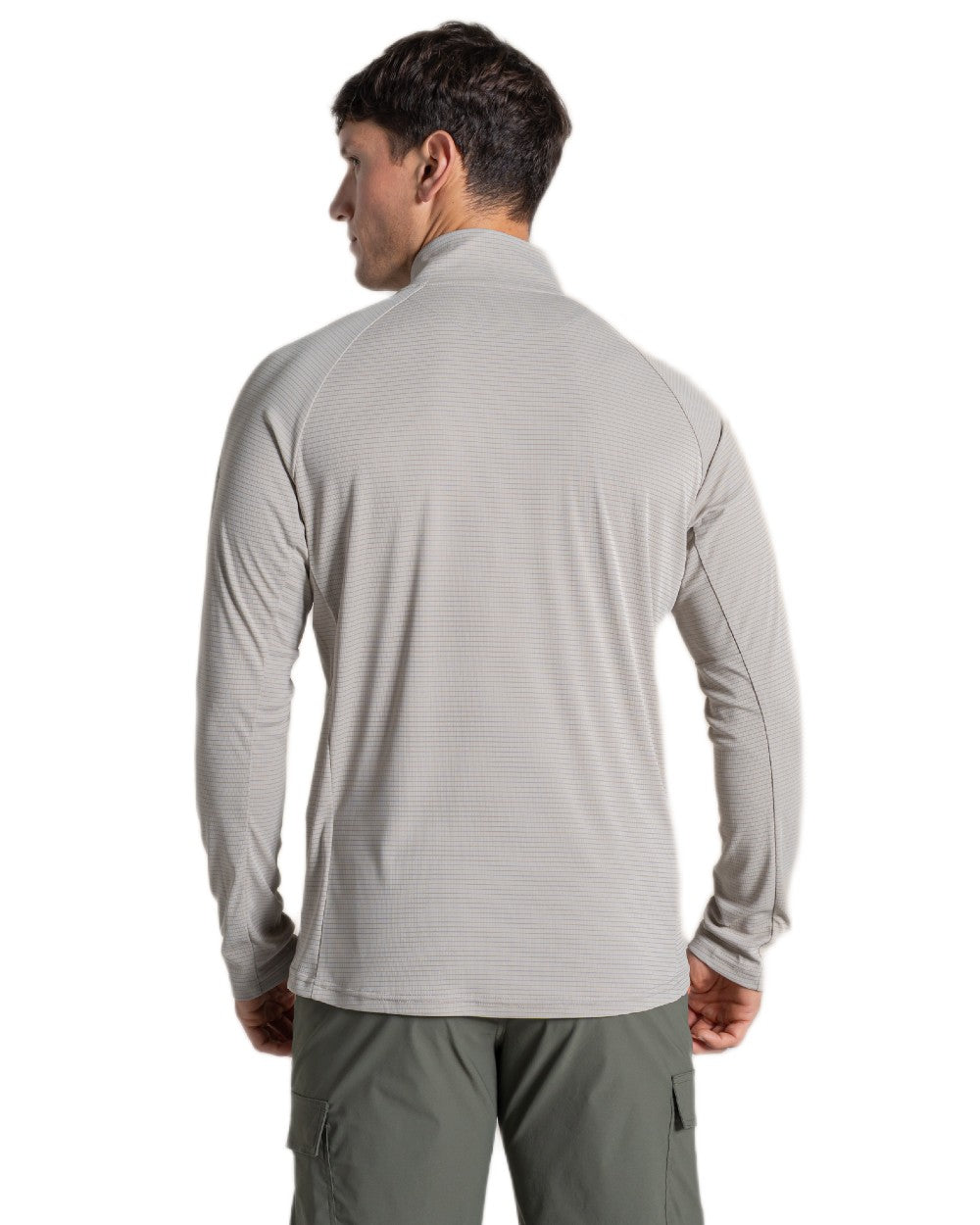 Parchment coloured Craghoppers Mens NosiLife SolarShield+ Half Zip Top on white background