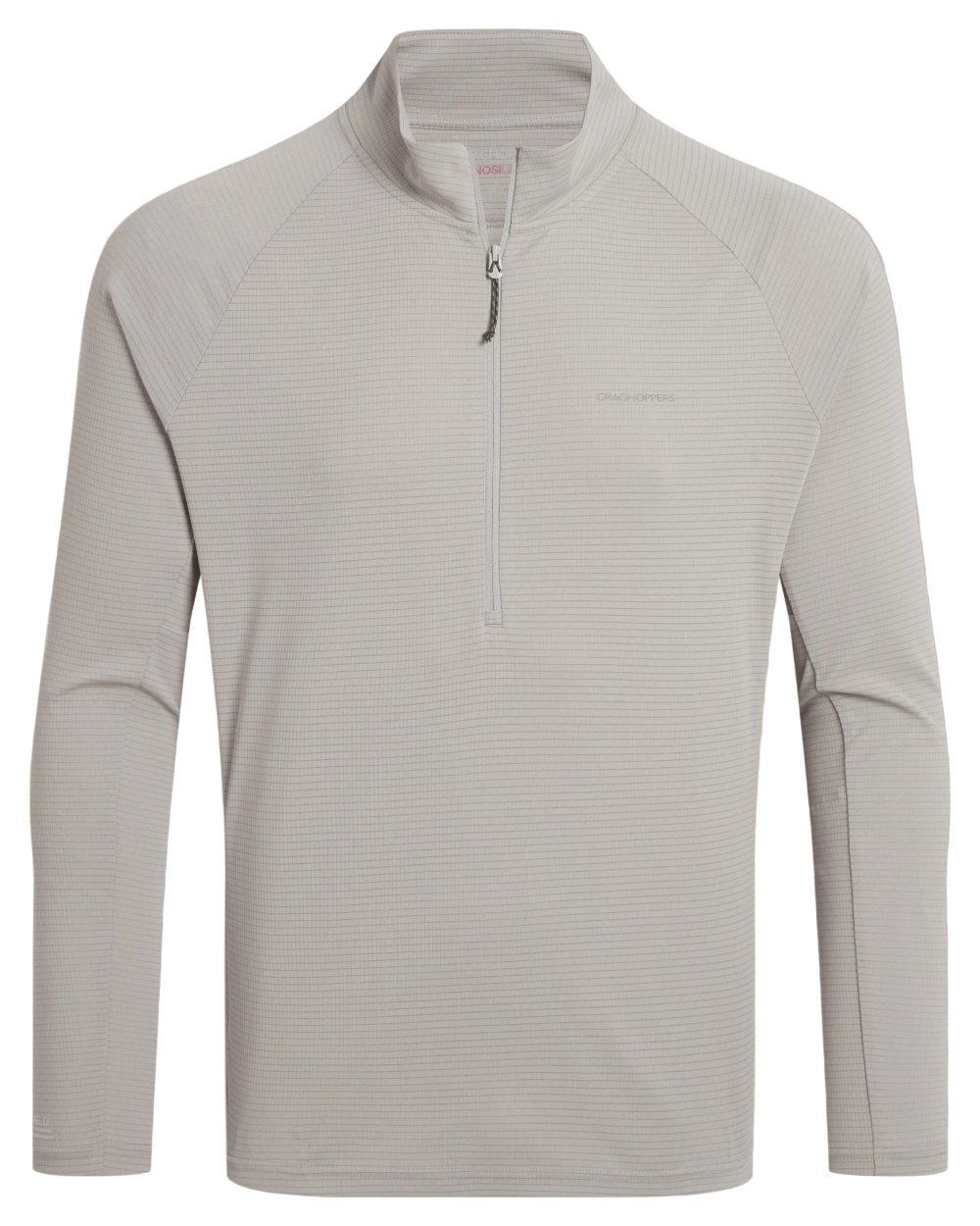 Parchment coloured Craghoppers Mens NosiLife SolarShield+ Half Zip Top on white background