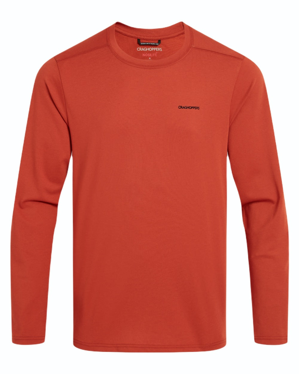 Red Beach coloured Craghoppers Mens Nosilife Abel Long Sleeved T-Shirt on white background