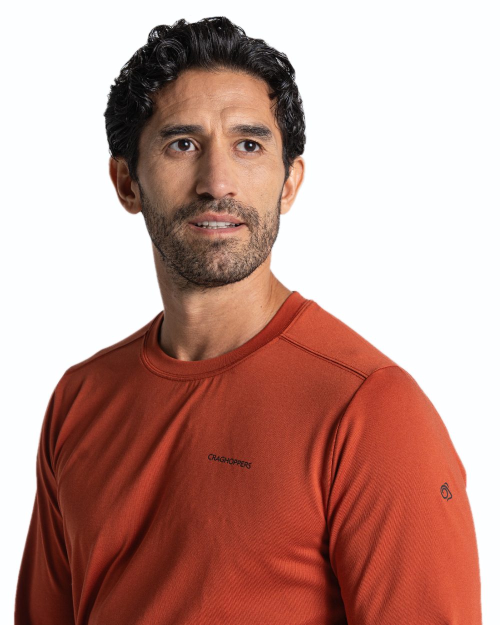 Red Beach coloured Craghoppers Mens Nosilife Abel Long Sleeved T-Shirt on white background