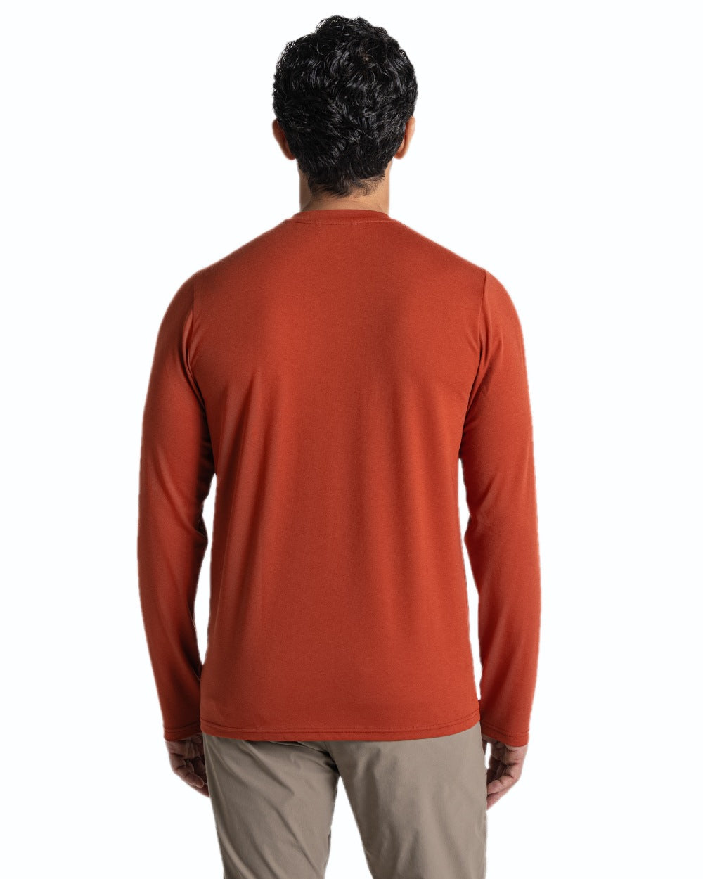 Red Beach coloured Craghoppers Mens Nosilife Abel Long Sleeved T-Shirt on white background