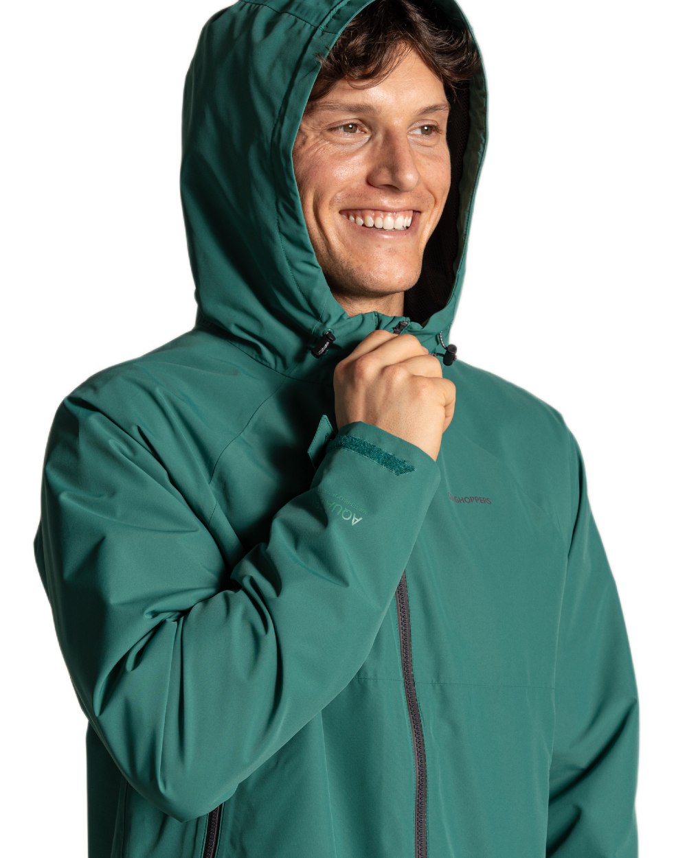 Mosaic Green Coloured Craghoppers Mens Osuna Waterproof Jacket on White Background