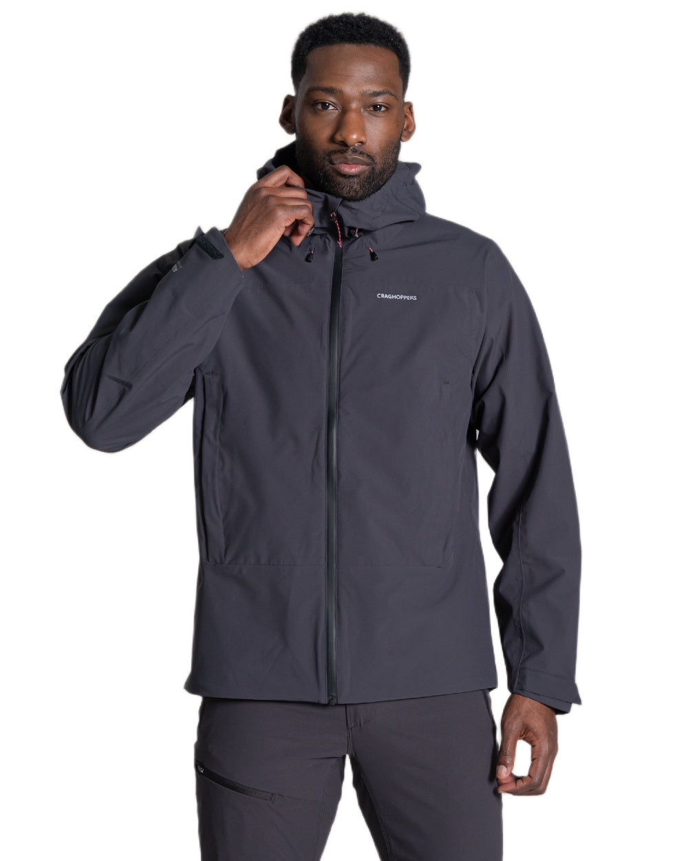 Dark Iron coloured Craghoppers Mens Ponsa Waterproof Jacket on white background