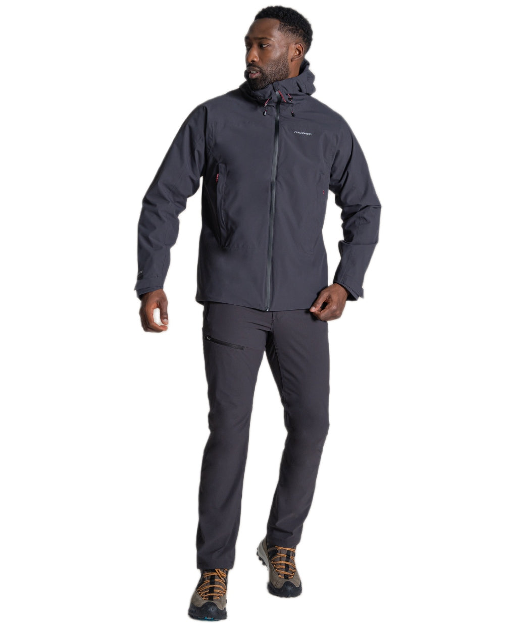 Dark Iron coloured Craghoppers Mens Ponsa Waterproof Jacket on white background