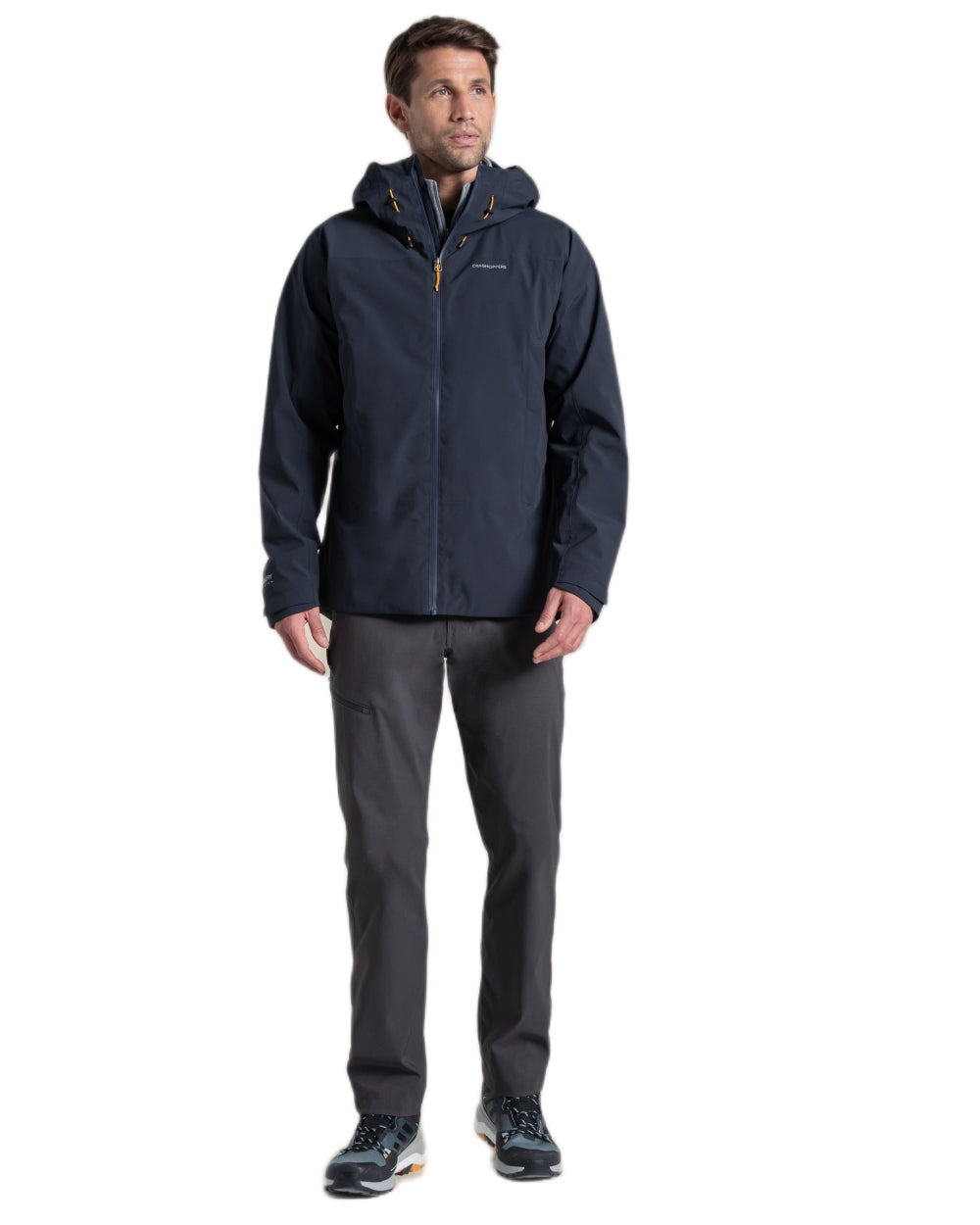 Dark Navy coloured Craghoppers Mens Ponsa Waterproof Jacket on white background