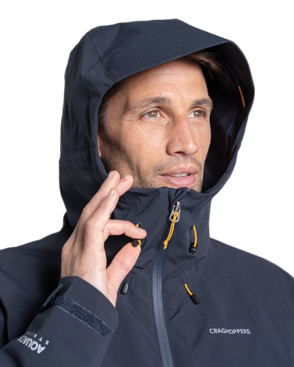 Dark Navy coloured Craghoppers Mens Ponsa Waterproof Jacket on white background
