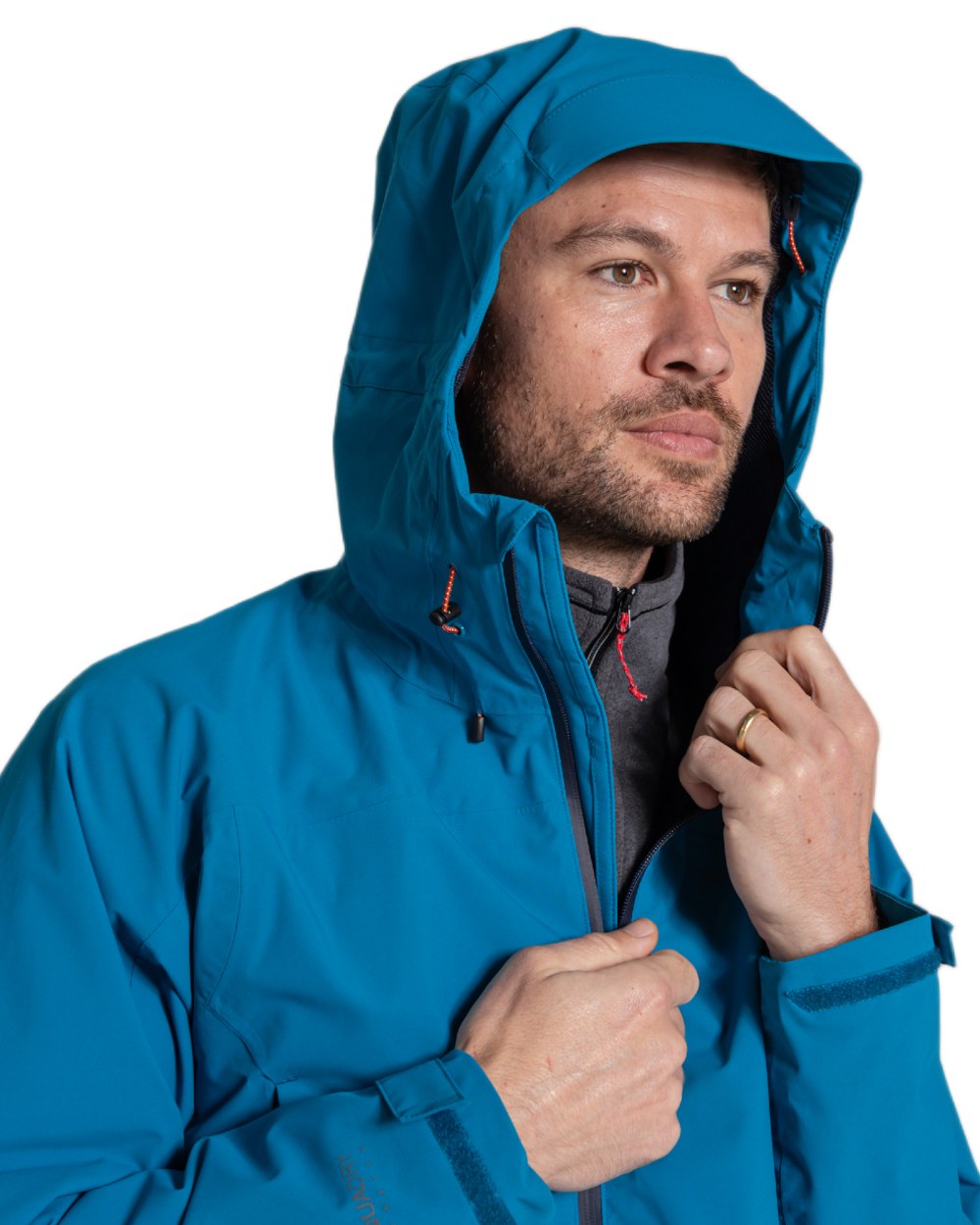 River Blue coloured Craghoppers Mens Ponsa Waterproof Jacket on white background