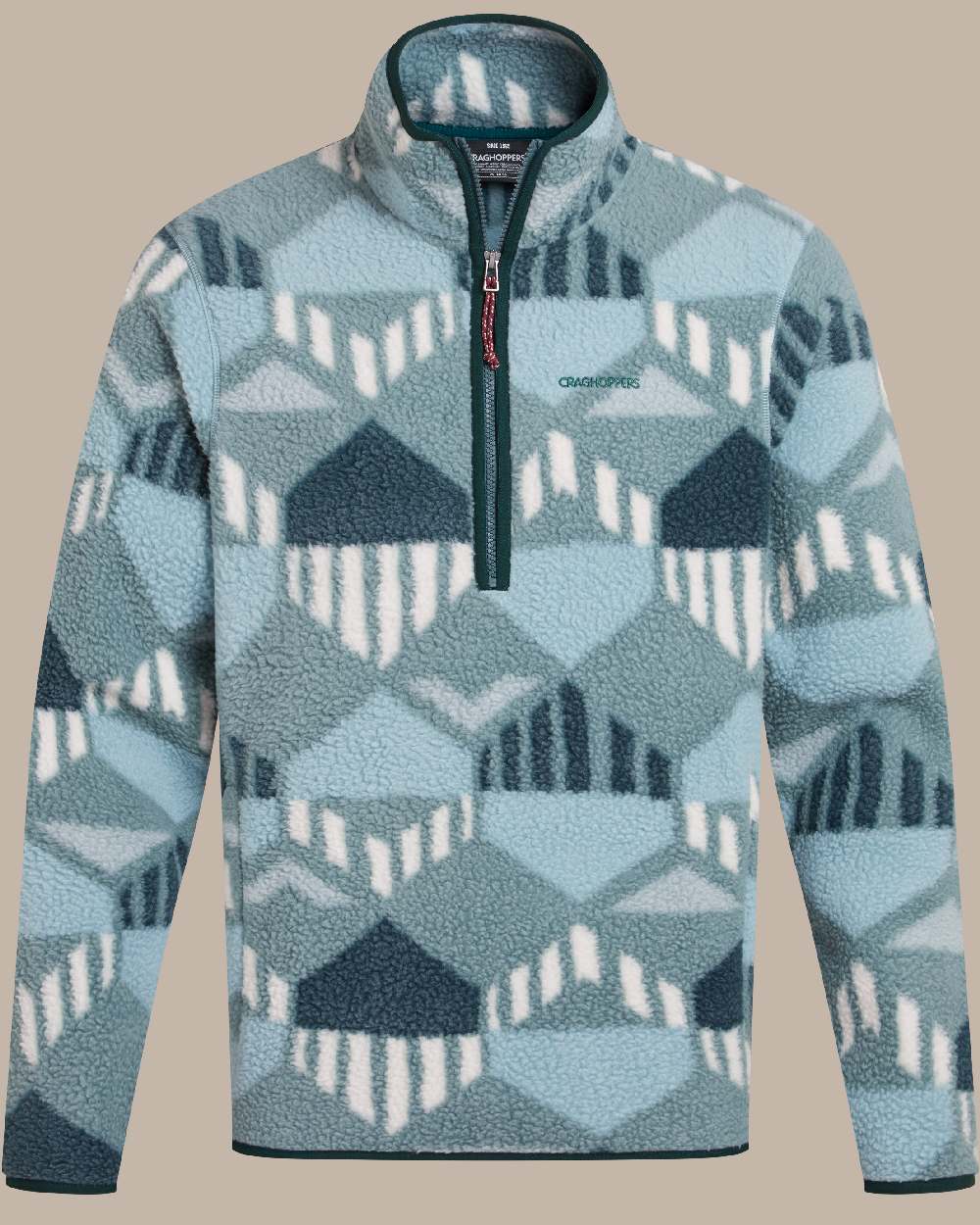 Green Ridge coloured Craghoppers Mens Tatton II Half Zip on beige background