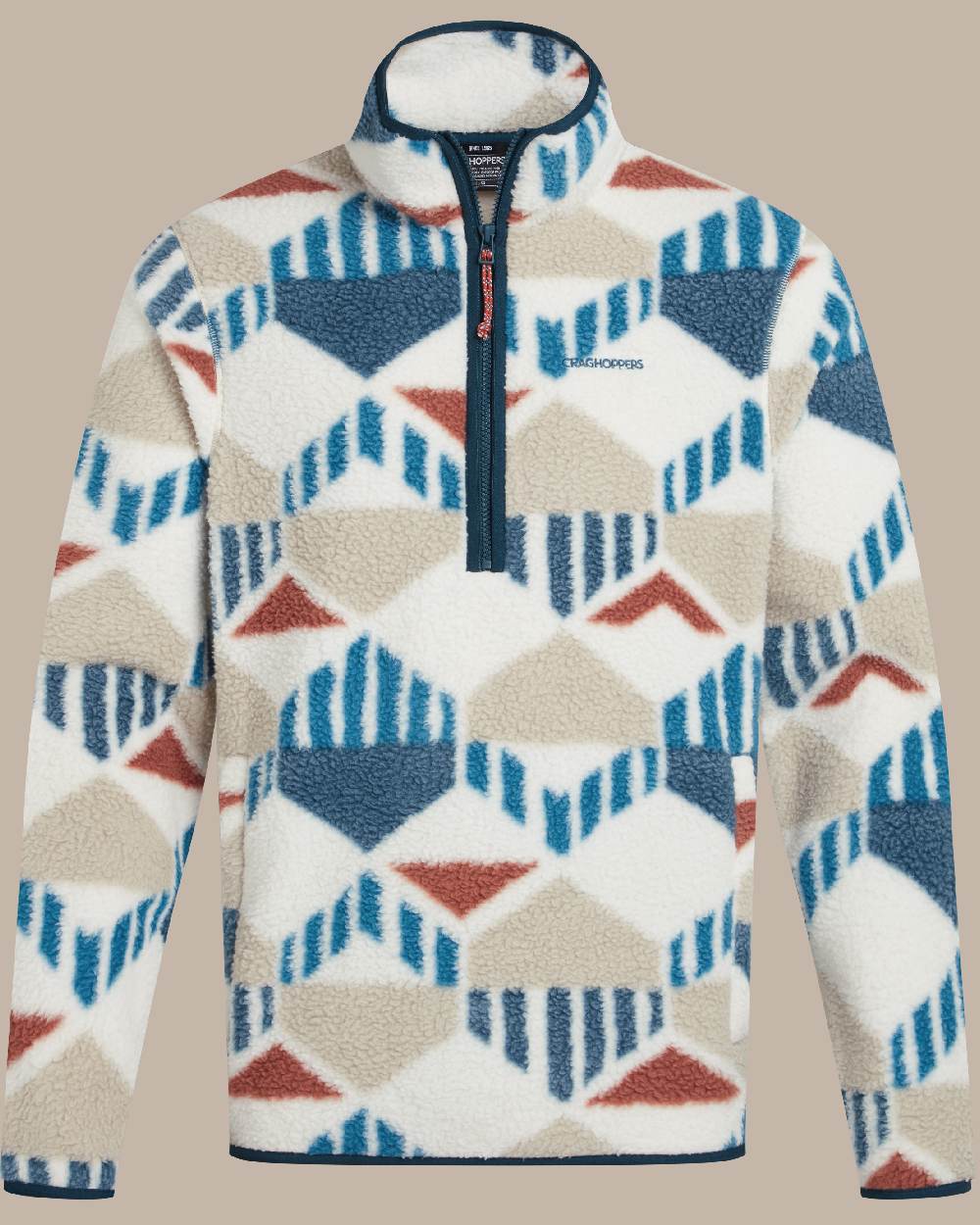 River Blue coloured Craghoppers Mens Tatton II Half Zip on beige background