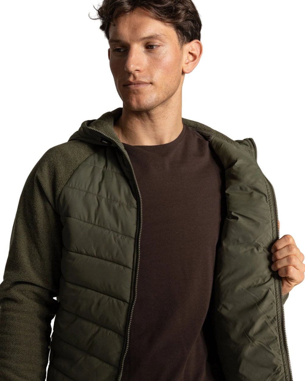 Dark Sage coloured Craghoppers Mens Vamos II Hybrid Jacket on white background