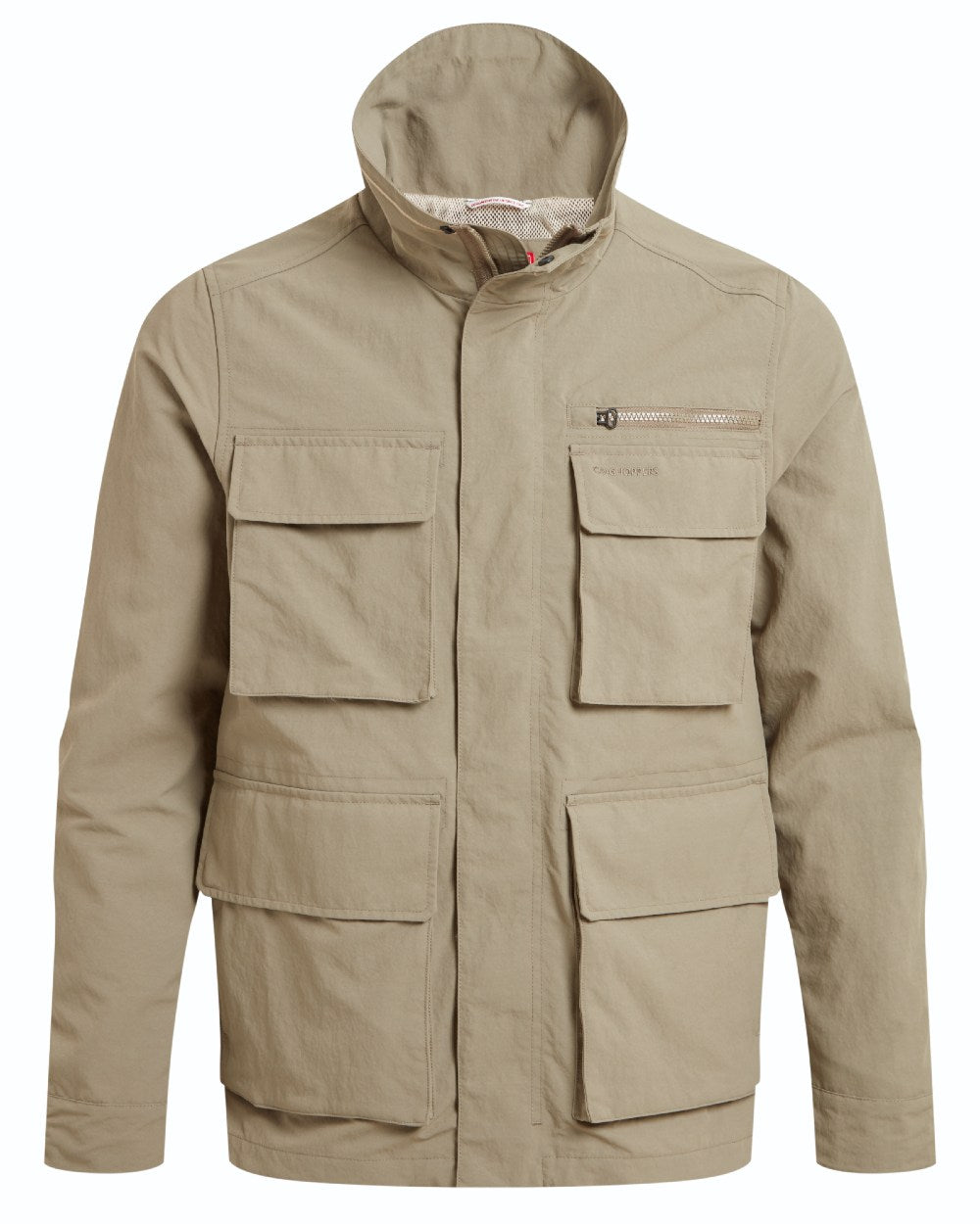 Pebble coloured Craghoppers Mens NosiLife Adventure Jacket IV on white background