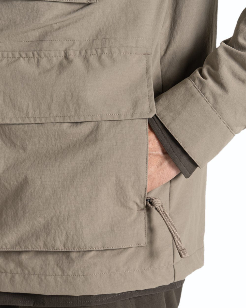 Pebble coloured Craghoppers Mens NosiLife Adventure Jacket IV on white background