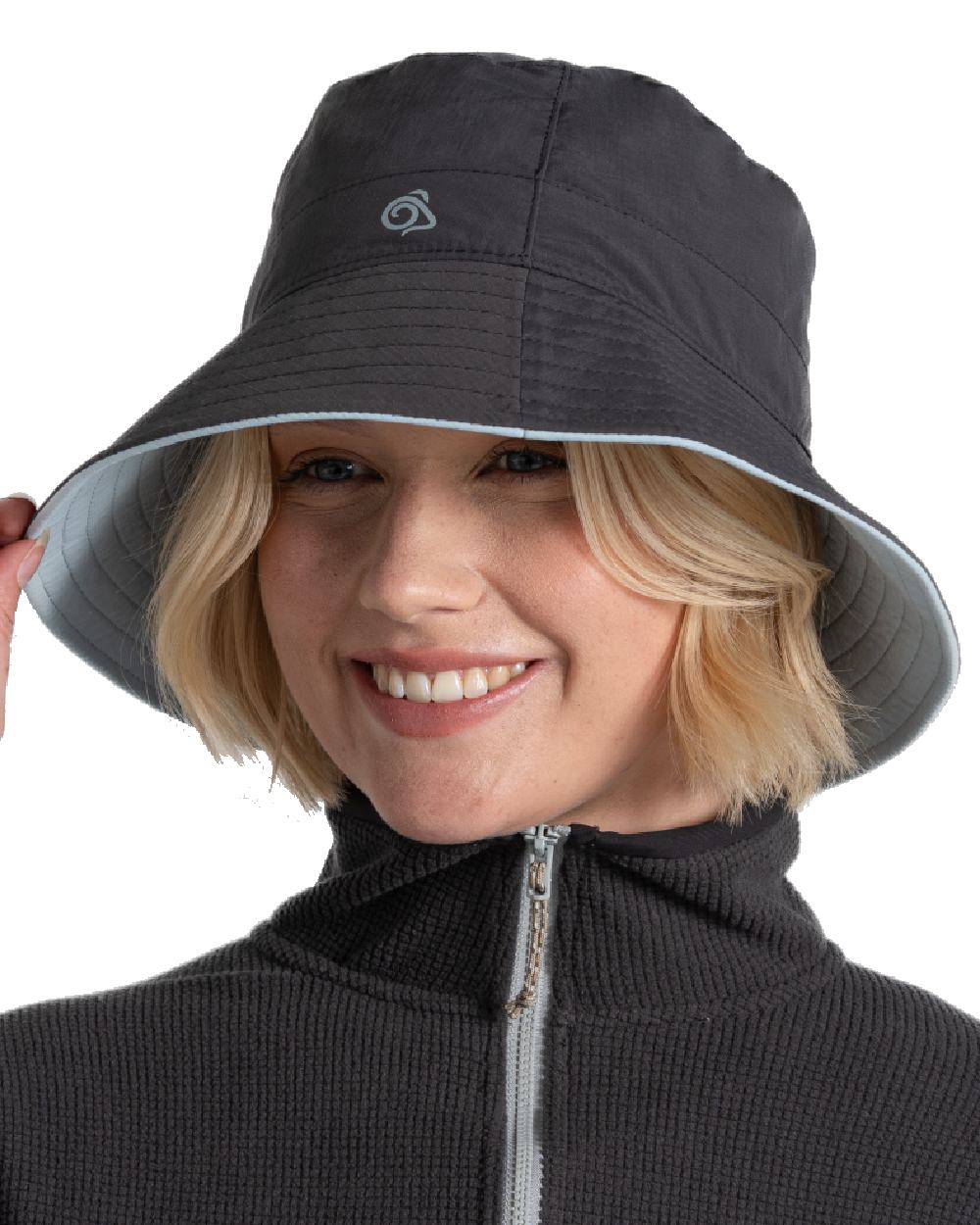 Black Pepper Niagara Blue coloured Craghoppers NosiLife Sun Hat III on white background
