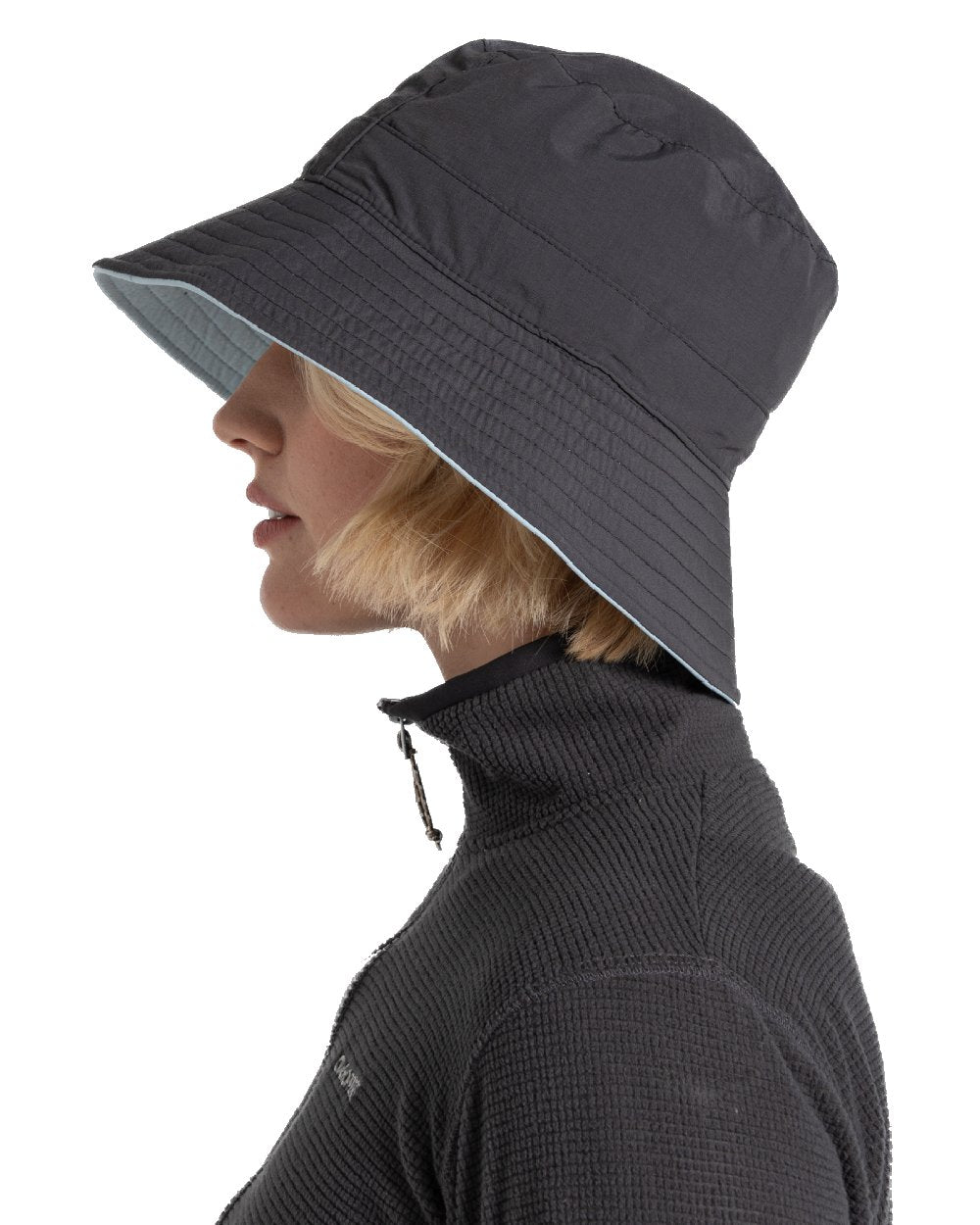 Black Pepper Niagara Blue coloured Craghoppers NosiLife Sun Hat III on white background