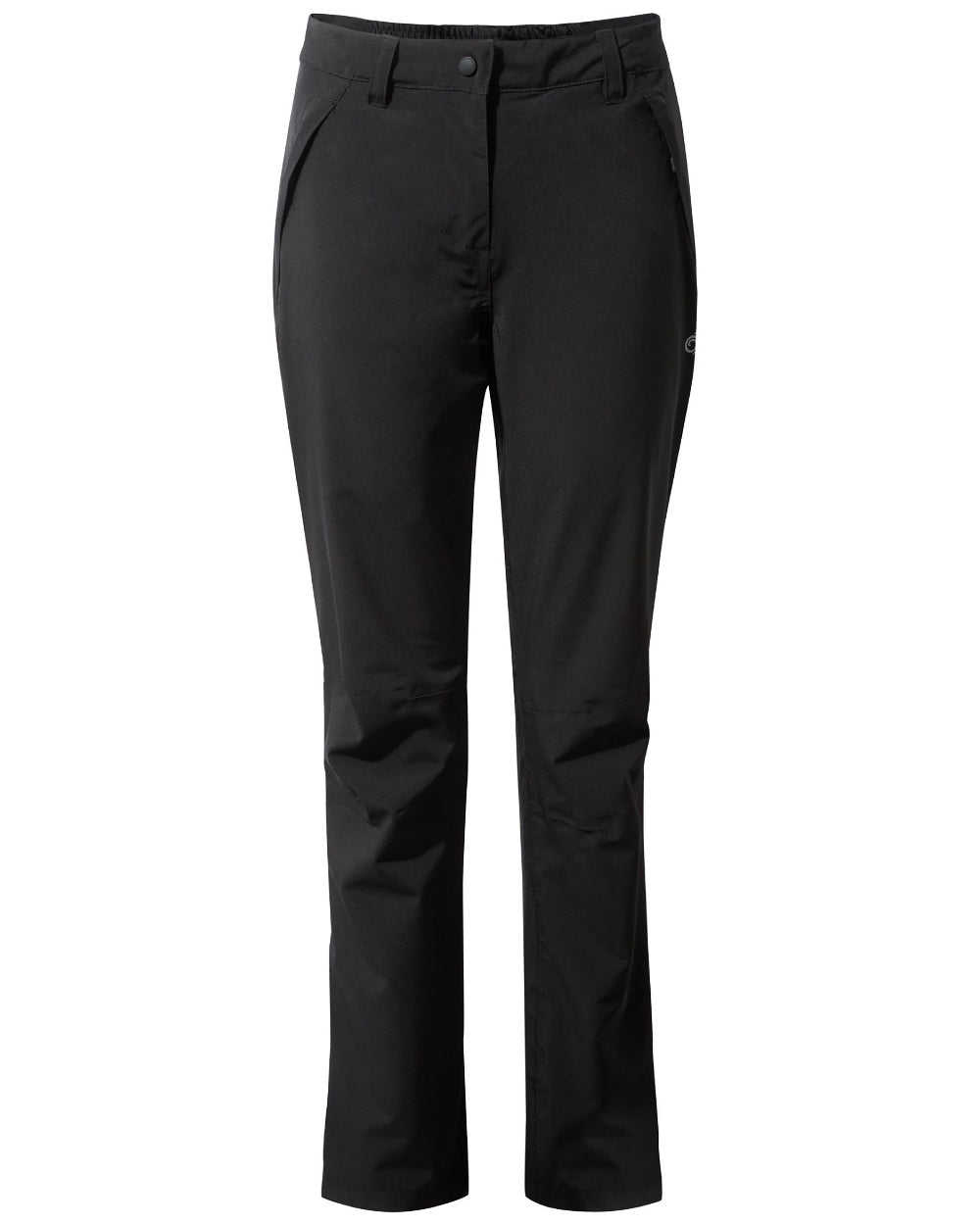 Black coloured Craghoppers Womens Airedale II Waterproof Trousers on white background