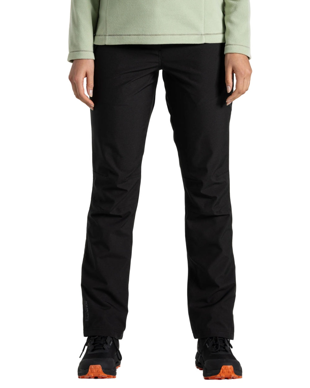 Black coloured Craghoppers Womens Airedale II Waterproof Trousers on white background
