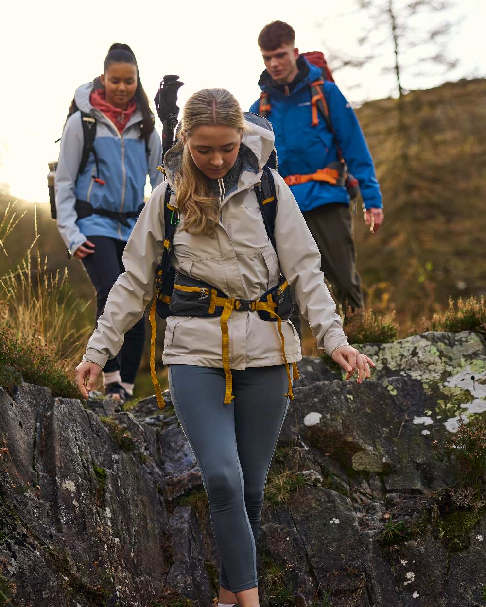 Storm Grey coloured Craghoppers Womens Alex Leggings on mountain background