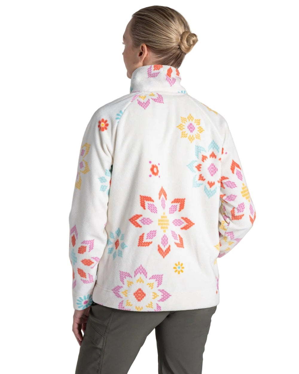 Floral Print coloured Craghoppers Womens Annjela Half Zip Fleece on white background