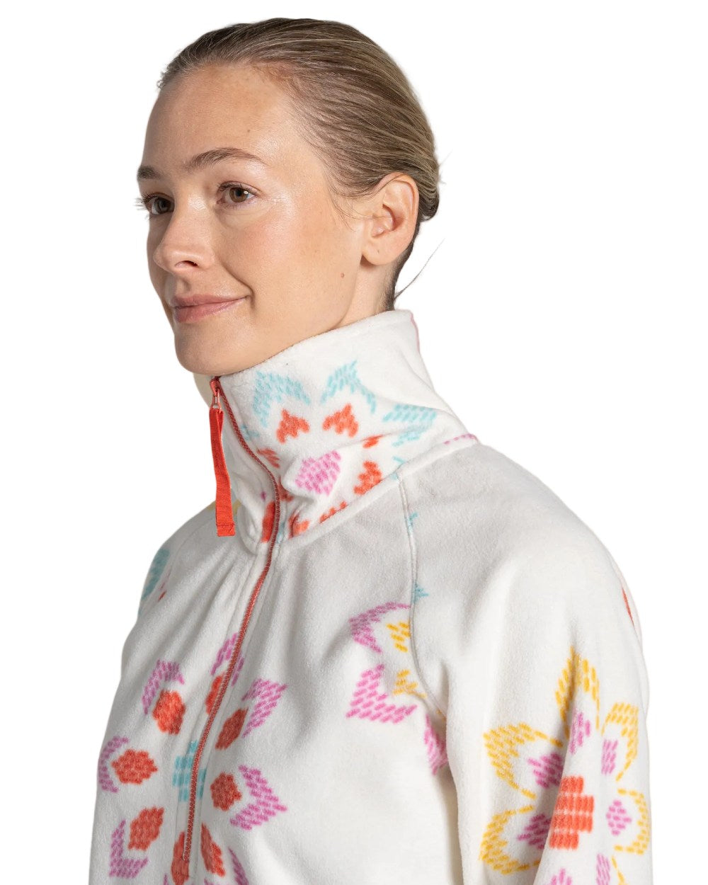 Floral Print coloured Craghoppers Womens Annjela Half Zip Fleece on white background