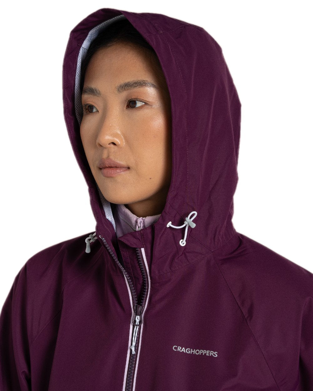 Beet Coloured Craghoppers Womens Brielle Waterproof Jacket on white background